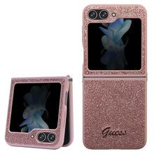 Заредете изображение във визуализатора на галерията – Original Case GUESS - hardcase Glitter Script GUHCZF5HGGSHP for Samsun Galaxy Z Flip 5 Pink
