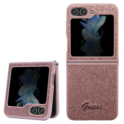 Original Case GUESS - hardcase Glitter Script GUHCZF5HGGSHP for Samsun Galaxy Z Flip 5 Pink