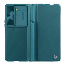 Заредете изображение във визуализатора на галерията – Nillkin Qin Leather Pro Samsung Galaxy Z Fold 5 Leather Flip Case with Camera Cover - Green
