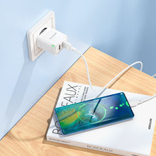 Заредете изображение във визуализатора на галерията – Borofone Wall charger BN15 Strong - 2xUSB - 2,1A with USB to Type C cable white
