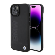 Заредете изображение във визуализатора на галерията – Original Case BMW Magsafe Signature Logo Imprint BMHMP15SSLLBK for Iphone 15 black
