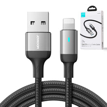 Заредете изображение във визуализатора на галерията – Joyroom USB - Lightning 2.4A A10 Series cable 3 m black (S-UL012A10)
