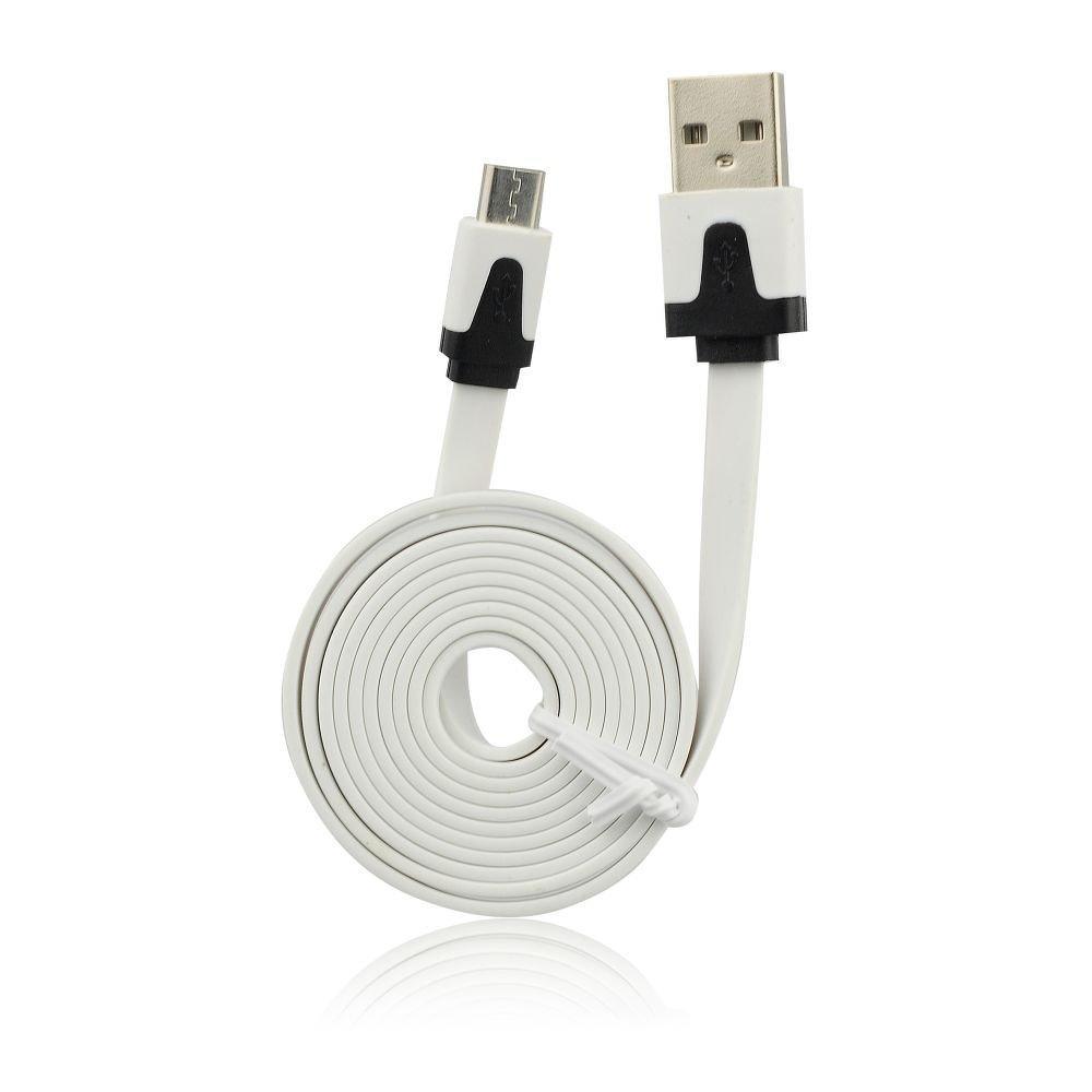 Кабел плосък USB към micro бял - само за 4.99 лв