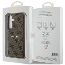 Заредете изображение във визуализатора на галерията – Guess 4G Collection Leather Metal Logo MagSafe Case for Samsung Galaxy S24 - Brown
