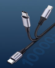 Заредете изображение във визуализатора на галерията – Ugreen cable USB Type C - USB Type C Quick Charge 480 Mbps cable 60 W 3 A 1 m black-gray (US261 50150)
