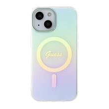 Заредете изображение във визуализатора на галерията – Original Case GUESS IML Iridescent Magsafe hardcase GUHMP15SHITSQ for Iphone 15 turquoise
