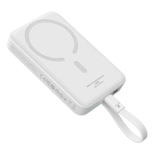 Заредете изображение във визуализатора на галерията – Baseus Magnetic Mini MagSafe 10000mAh 30W powerbank with built-in Lightning cable - white + Baseus Simple Series USB-C - USB-C 60W 0.3m cable
