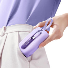 Заредете изображение във визуализатора на галерията – Joyroom power bank 10000mAh Colorful Series 22.5W with 2 built-in USB-C and Lightning cables purple (JR-L012)
