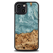 Заредете изображение във визуализатора на галерията – Wood and Resin Case for iPhone 13 Mini Bewood Unique Uranus - Blue and White
