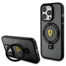 Заредете изображение във визуализатора на галерията – Ferrari FEHMP15LUSCAK iPhone 15 Pro 6.1" black/black hardcase Ring Stand 2023 Collection MagSafe
