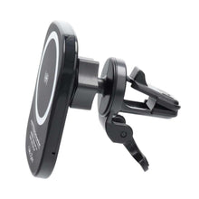 Заредете изображение във визуализатора на галерията – Car holder to air vent with wilress charging support magsafe charging 15w d10 black - TopMag
