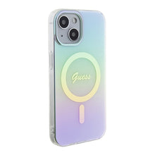 Заредете изображение във визуализатора на галерията – Original Case GUESS IML Iridescent Magsafe hardcase GUHMP15SHITSQ for Iphone 15 turquoise
