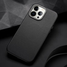 Заредете изображение във визуализатора на галерията – Dux Ducis Grit Leather Case for iPhone 14 Pro Max Elegant Faux Leather Cover (MagSafe Compatible) Black
