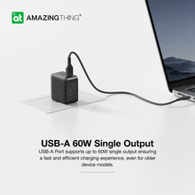 Заредете изображение във визуализатора на галерията – Amazing Thing Wall charger Thunder Pro GaN EUTH66W - USB + 2xType C - PD 66W black

