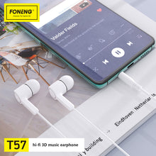 Заредете изображение във визуализатора на галерията – Foneng Earphones T57 with microphone white
