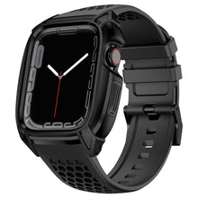 Заредете изображение във визуализатора на галерията – Kingxbar CYF148 2in1 Rugged Case for Apple Watch SE, 6, 5, 4 (44 mm) Stainless Steel with Strap Black
