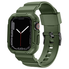 Заредете изображение във визуализатора на галерията – Kingxbar CYF106 2in1 Armored Case for Apple Watch SE, 8, 7, 6, 5, 4, 3, 2, 1 (41, 40, 38 mm) with strap green

