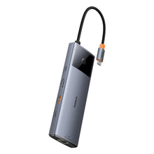 Заредете изображение във визуализатора на галерията – HUB 11in1 Baseus Metal Gleam Series USB-C to USB-C PD / USB-C / 3x USB-A / HDMI / AUX / RJ-45 / SD TF - gray
