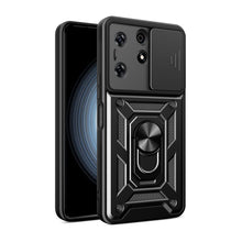 Заредете изображение във визуализатора на галерията – Hybrid Armor Camshield case for Tecno Spark 10 with camera cover - black
