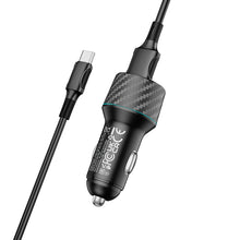 Заредете изображение във визуализатора на галерията – Borofone Car charger BZ21A Brilliant - 2xUSB - QC 3.0 36W with USB to Type C cable black
