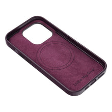 Заредете изображение във визуализатора на галерията – Leather Mag Cover for IPHONE 15 PRO dark violet
