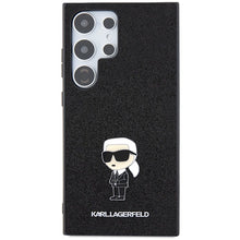 Заредете изображение във визуализатора на галерията – Karl Lagerfeld Fixed Glitter Ikonik Logo Metal Pin Case for Samsung Galaxy S24 Ultra - Black
