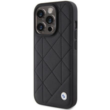 Заредете изображение във визуализатора на галерията – BMW Leather Quilted case for iPhone 15 Pro Max - black
