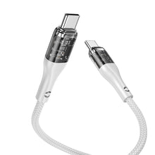 Заредете изображение във визуализатора на галерията – HOCO cable Type C to Type C Transparent Power Delivery 100W U115 grey
