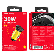 Заредете изображение във визуализатора на галерията – Borofone Car charger BZ26 Searcher - Typ C - PD 30W 3A yellow
