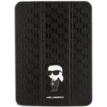 Заредете изображение във визуализатора на галерията – Karl Lagerfeld KLFC11SAKHPKK iPad 10.9" Folio Magnet Allover Cover black/black Saffiano Monogram Ikonik
