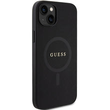 Заредете изображение във визуализатора на галерията – Original Case GUESS hardcase Saffiano MagSafe GUHMP15SPSAHMCK for Iphone 15 black
