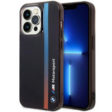 Заредете изображение във визуализатора на галерията – Case BMW BMHCP14X22HVGV iPhone 14 Pro Max 6.7" black/black IML Tricolor Stripe
