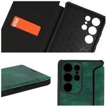 Заредете изображение във визуализатора на галерията – Razor Leather Book Case for Samsung Galaxy A34 5G dark green
