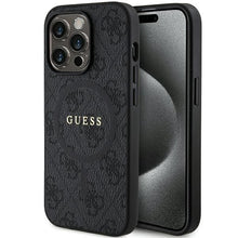 Заредете изображение във визуализатора на галерията – Original faceplate case GUESS GUHMP15LG4GFRK for iPhone 15 Pro (Magsafe / 4G Ring classic logo / black)
