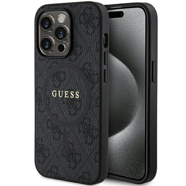 Original faceplate case GUESS GUHMP15LG4GFRK for iPhone 15 Pro (Magsafe / 4G Ring classic logo / black)