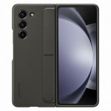 Заредете изображение във визуализатора на галерията – Silicone case for Samsung Galaxy Z Fold 5 with stand and strap - black
