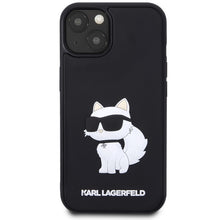 Заредете изображение във визуализатора на галерията – Original Pouch KARL LAGERFELD hardcase Rubber Choupette 3D KLHCP14S3DRKHNK for Iphone 14 Black
