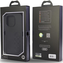 Заредете изображение във визуализатора на галерията – Audi Synthetic Leather iPhone 14 Pro 6.1" black/black hardcase AU-TPUPPCIP14P-TT/D1-BK
