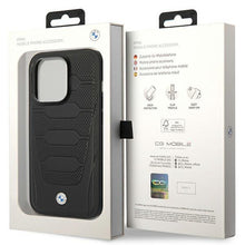 Заредете изображение във визуализатора на галерията – Case BMW BMHMP14L22RPSK iPhone 14 Pro 6.1" black/black Leather Seats Pattern MagSafe
