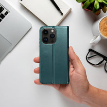 Заредете изображение във визуализатора на галерията – Smart magneto калъф тип книга за iphone 12 dark green
