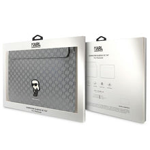 Заредете изображение във визуализатора на галерията – Original KARL LAGERFELD Laptop Sleeve Saffiano Monogram Ikonik KLCS14SAKHPKG 14 inches silver
