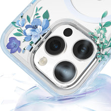 Заредете изображение във визуализатора на галерията – Kingxbar Flora Series magnetic case for iPhone 14 Pro Max MagSafe decorated with orchid flowers print
