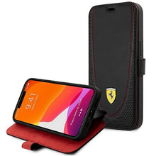 Заредете изображение във визуализатора на галерията – Ferrari FEFLBKP13LRGOK iPhone 13 Pro 6.1" black/black book Leather Curved Line

