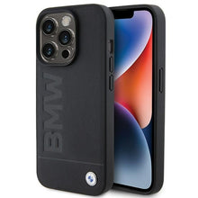 Заредете изображение във визуализатора на галерията – Original Case BMW Magsafe Leather Hot Stamp BMHMP15XSLLBK for Iphone 15 Pro Max Black
