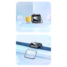 Заредете изображение във визуализатора на галерията – Baseus Crystal Tempered Glass Film for Apple Watch 4/5/6/SE 44mm full screen with frame black (2 pcs.) + cleaning kit / foil applicator / squeegee (spatula)
