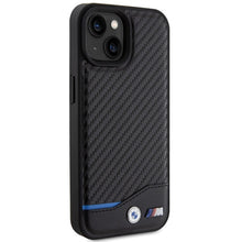 Заредете изображение във визуализатора на галерията – Original Case BMW Leather Carbon BMHCP15S22NBCK for Iphone 15 Black
