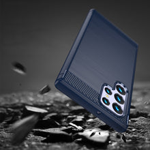 Заредете изображение във визуализатора на галерията – Carbon Case for Samsung Galaxy S23 Ultra flexible silicone carbon cover blue

