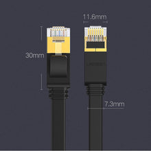 Заредете изображение във визуализатора на галерията – Ugreen Flat Cable Internet Network Cable Ethernet Patchcord RJ45 Cat 7 STP LAN 10 Gbps 3m Black (NW106 11262)

