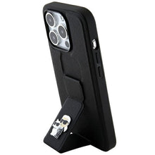 Заредете изображение във визуализатора на галерията – Original faceplate case KARL LAGERFELD KLHCP13LGSAKCPK for iPhone 13 Pro (Gripstand Saffiano KC PIN / black)
