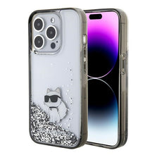 Заредете изображение във визуализатора на галерията – Original KARL LAGERFELD Case Liquid Glitter Choupette KLHCP15LLKCNSK for Iphone 15 Pro Transparent

